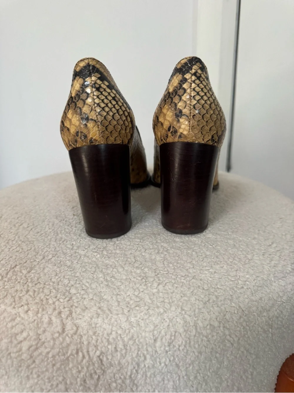 Tory Burch Snake-Print Block Heel Loafers - Beige & Black